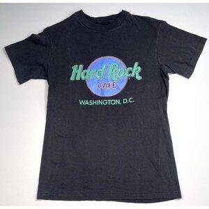 VTG Single-Stitch Adult MEDIUM Black Neon HARD ROCK CAFE Washington DC T-SHIRT